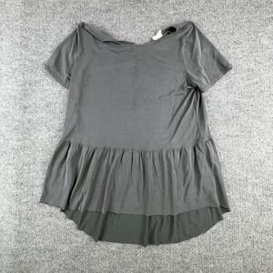 Mote Shirt Womens XXL Gray Ruffle Hem Peplum Short Sleeve Jersey Tunic Top